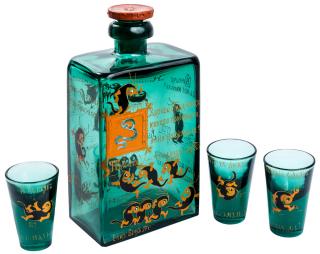 Appraisal: A RUSSIAN ENAMELED GLASS VODKA SET MALTSOV GLASSWORKS DESIGNED BY