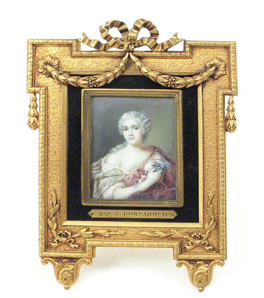 Appraisal: A French porcelain miniature of Mde Pompadour in a gilt