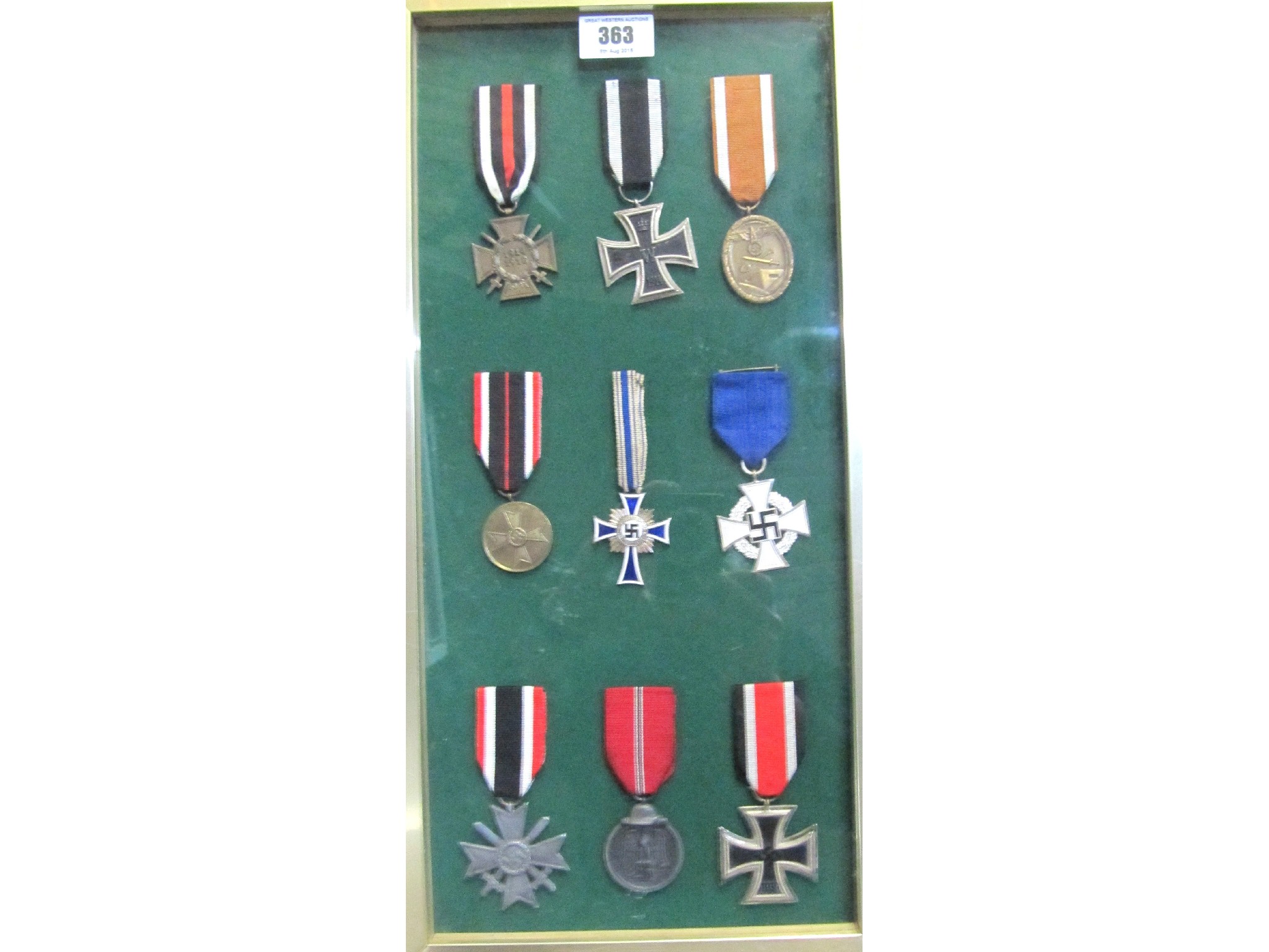 Appraisal: A lot comprising nine assorted mounted and framed German medals