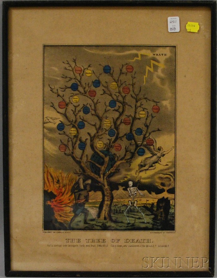 Appraisal: Framed Currier Ives Hand-colored Lithograph The Tree of Death