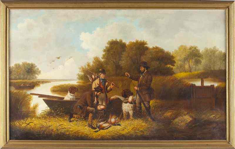 Appraisal: American School Hunt Painting th centuryoil on canvas lined unsigned