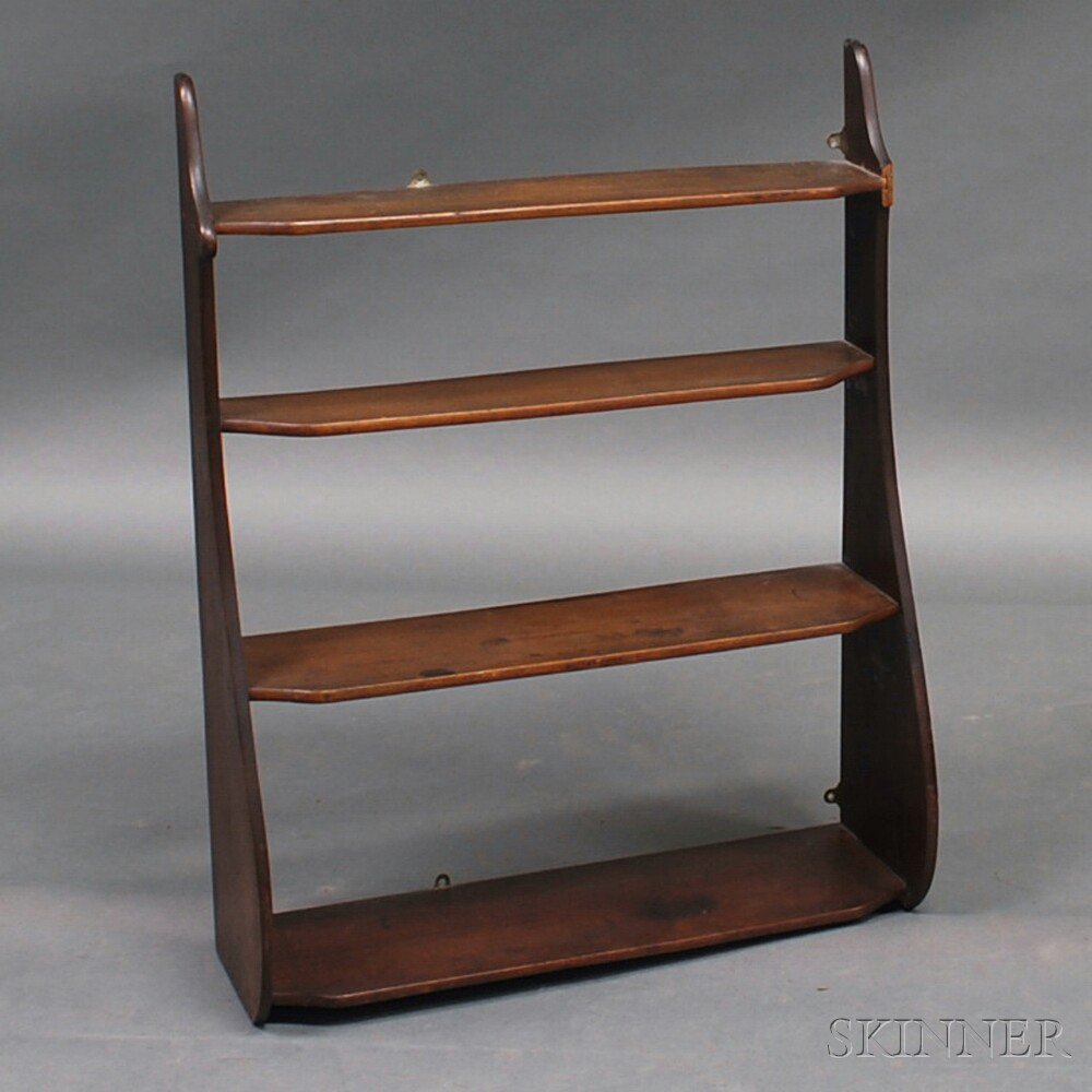 Appraisal: Mahogany Whale-end Four-tier Wall Shelf loss ht wd dp in