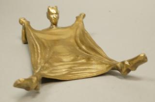 Appraisal: Bronze Videpoche Tray Devil Mephistopheles Demon figure with drape design