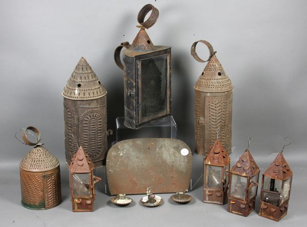 Appraisal: Collection of eight th and th Century tin lanterns and