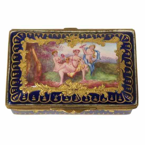 Appraisal: A French S vres Style Enameled Porcelain Snuff Box th