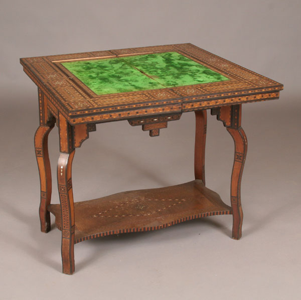 Appraisal: Marquetry parquetry mother of pearl Syrian game table multi-layered gaming