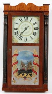 Appraisal: ELI TERRY HAND PAINTED MAHOGANY DAY WALL CLOCK ELI TERRY