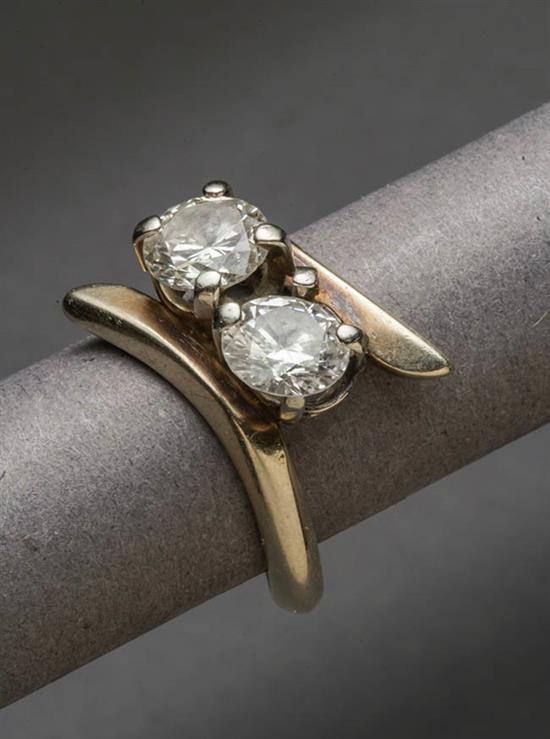 Appraisal: Tested -Karat Yellow-Gold and Twin Diamond Ring Set with two