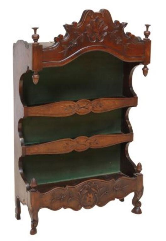 Appraisal: French Provincial walnut estanier plate rack late th early th