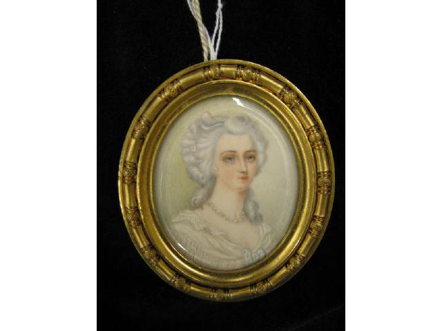 Appraisal: Miniature Portrait on Ivory in French Bronze Dore Frame x