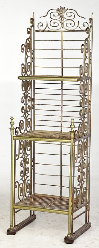 Appraisal: Vintage French Brass and Iron Bakers Rack late th early