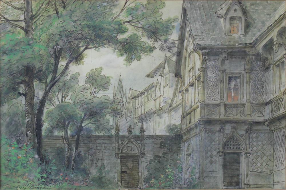 Appraisal: LUIGI BAZZANI ITALIAN - WALLED COUNTRY ESTATE Watercolor x in