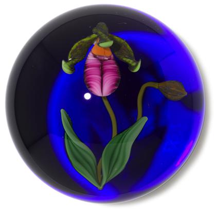 Appraisal: Gordon Smith 'Lady's Slipper Orchid' paperweight dated