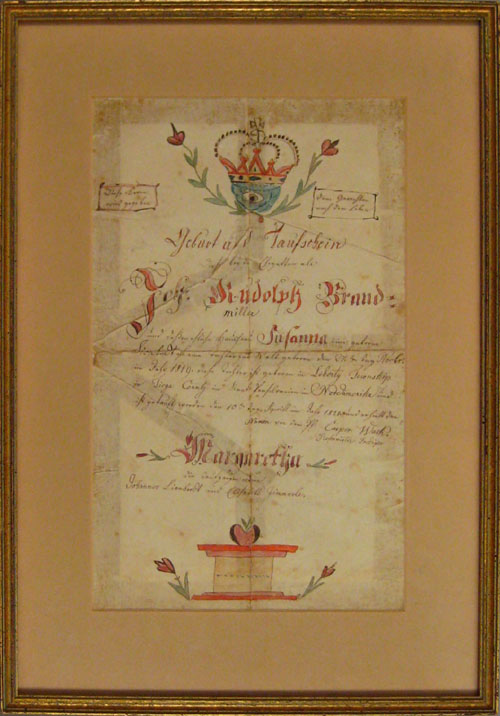 Appraisal: Rare Tioga County Pennsylvania ink and watercolor fraktur dated for