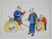 Appraisal: A set of five Chinese watercolours on rice paper of