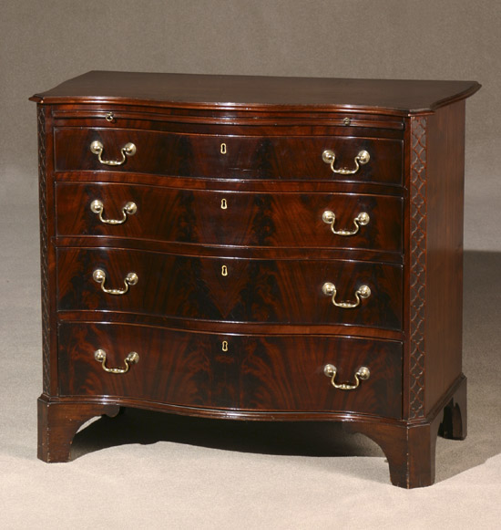 Appraisal: George III Style Mahogany Serpentine Bachelor's Chest of Drawer th