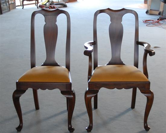 Appraisal: Six Henkel-Harris Queen Anne-Style Dining Chairs mahogany two arm and