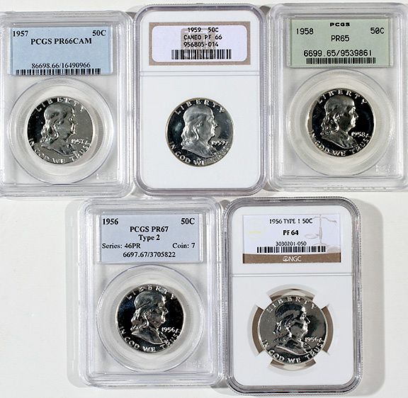 Appraisal: Franklin Proofs PR type PR cameo PR all are PCGS