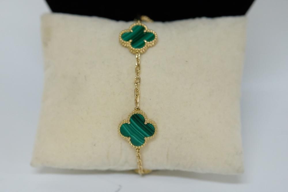 Appraisal: VAN CLEEF ARPELS ALHAMBRA BRACELET k Yellow gold and malachite