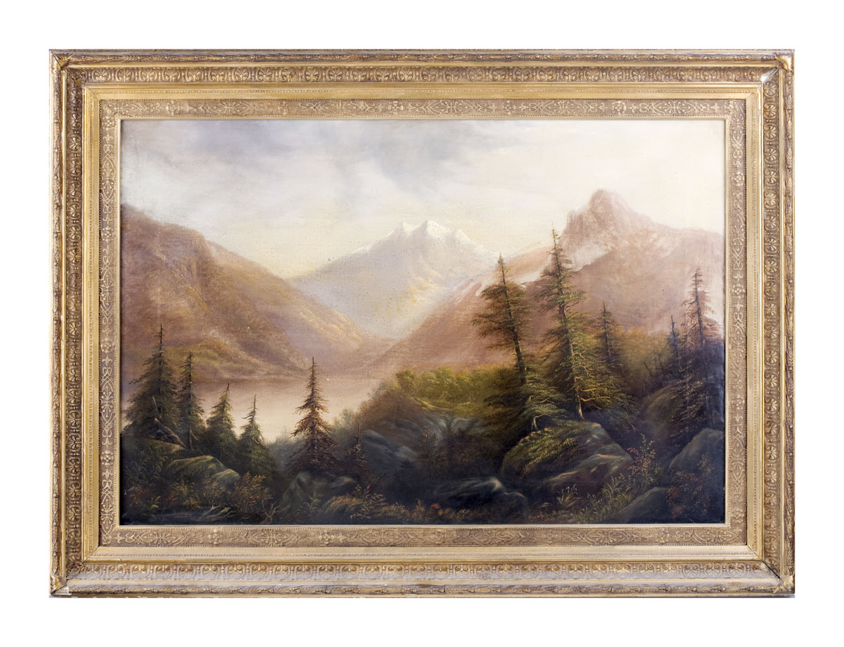 Appraisal: MOUNTAIN LANDSCAPE WITH LAKE AMERICAN SCHOOL THIRD-QUARTER NINETEENTH CENTURY Oil