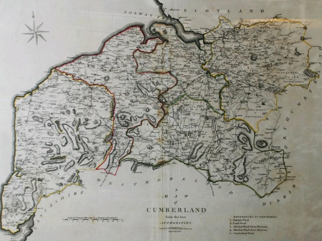 Appraisal: J CAREY EARLY NINETEENTH CENTURY HAND COLOURED MAP OF CUMBERLAND