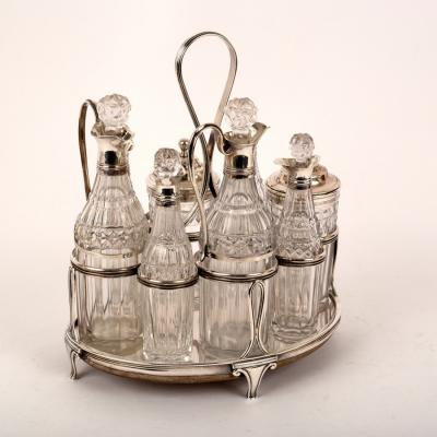 Appraisal: A George III silver cruet stand possibly Robert David Samuel