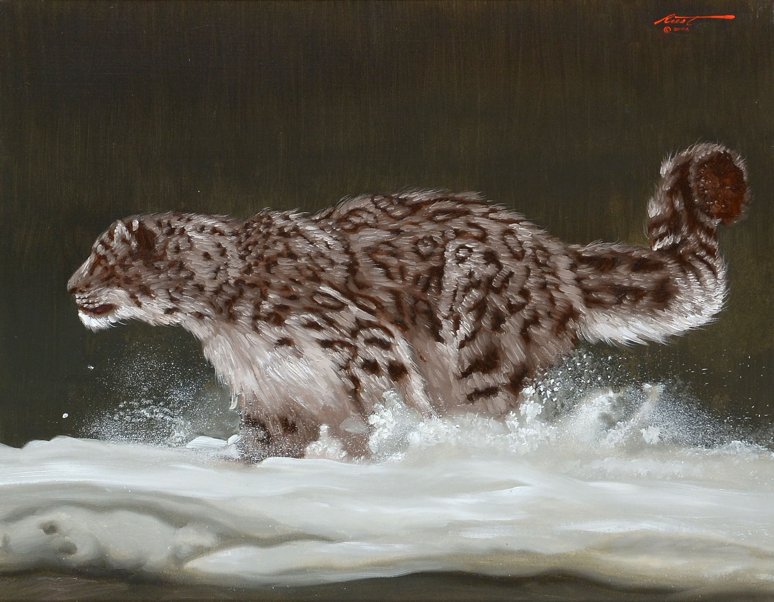 Appraisal: RUST Donald American - Snow Leopard Oil Canvas '' x