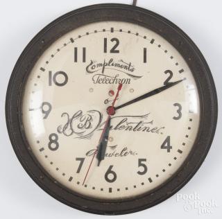 Appraisal: H B Valentine Jeweler telechron advertising electric clock '' dia