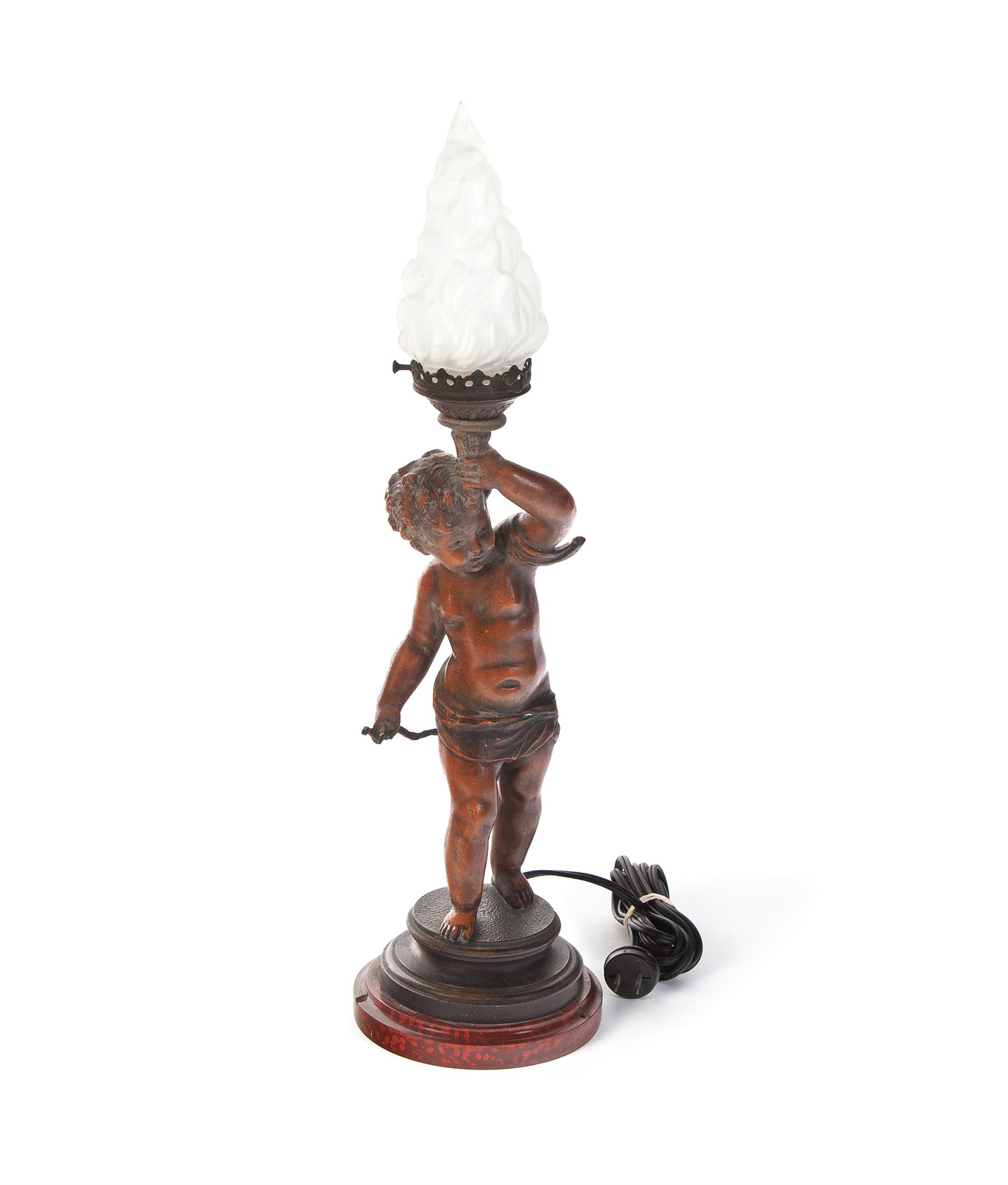 Appraisal: FIGURAL TABLE LAMP France st half- th century White metal