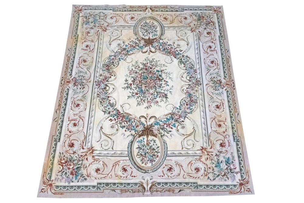 Appraisal: FLORAL CARPETin the Aubusson tapestry style Condition with areas of