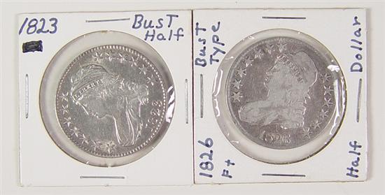 Appraisal: Two Bust Half Dollars Two Bust Half Dollars VF XF