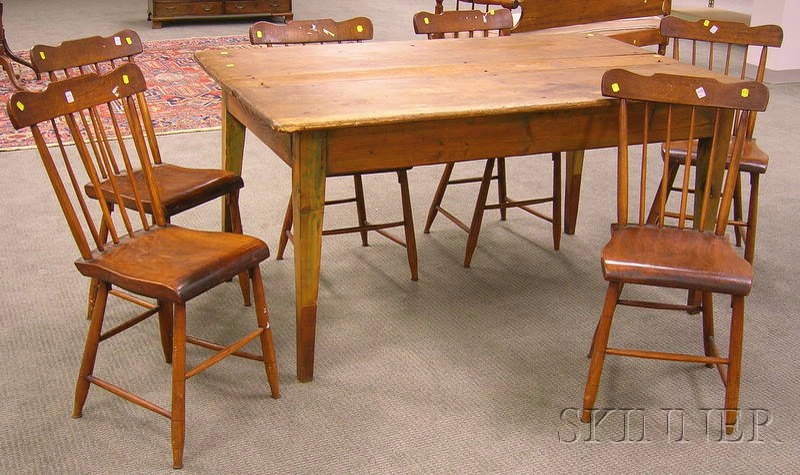 Appraisal: Country Pine Kitchen Table and a Set of Six Wooden