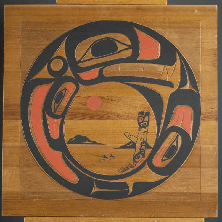 Appraisal: GEORGE PENNIER CARVED AND PAINTED CEDAR PANEL Mission City B