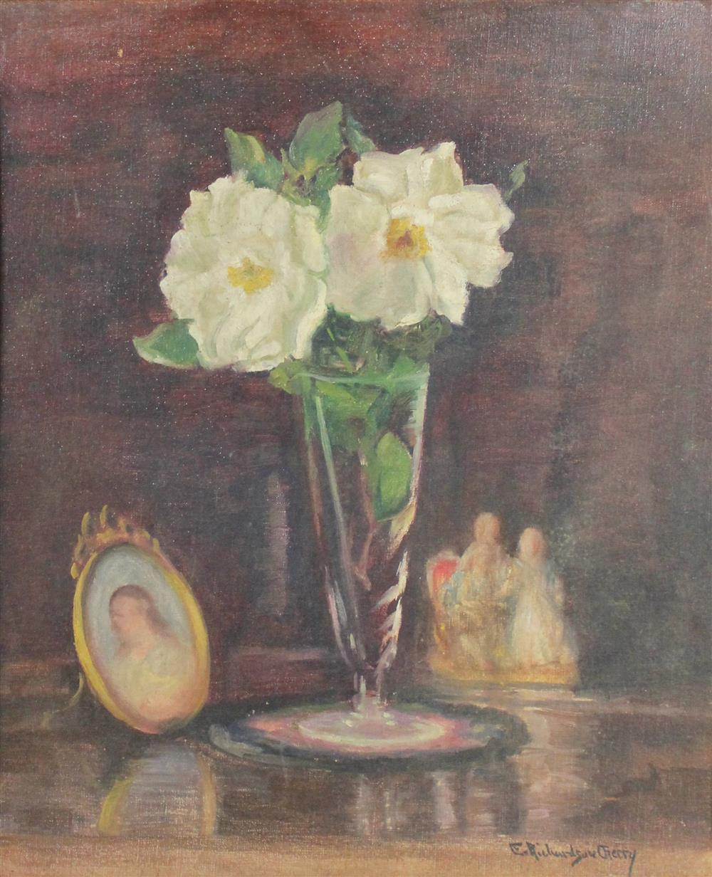 Appraisal: EMMA RICHARDSON CHERRY AMERICAN - STILL LIFE Oil on canvasboard