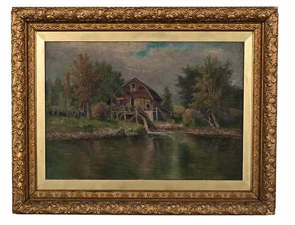 Appraisal: Watermill Landscape by Mary Morris Ohio Artist Mary Morris Ohio