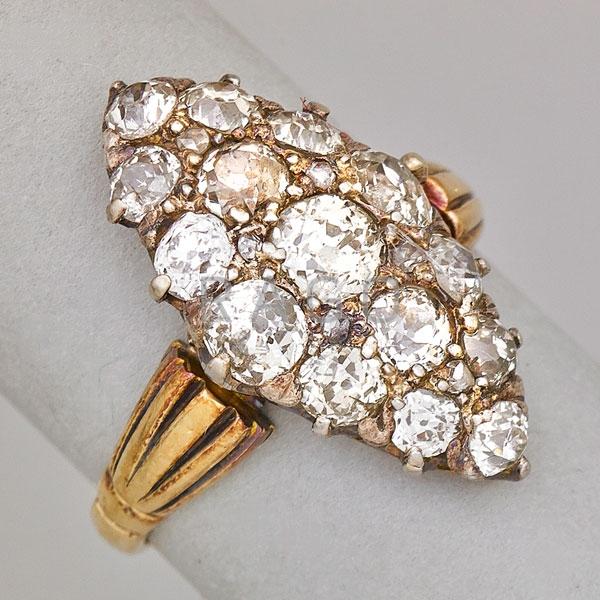 Appraisal: DIAMOND AND GOLD NAVETTE RING Condition Report