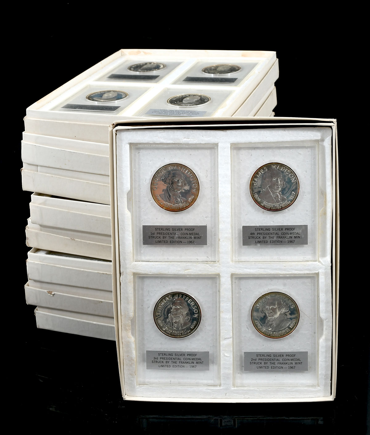 Appraisal: PC FRANKLIN MINT SILVER PRESIDENTIAL PROOFS All reside in individual