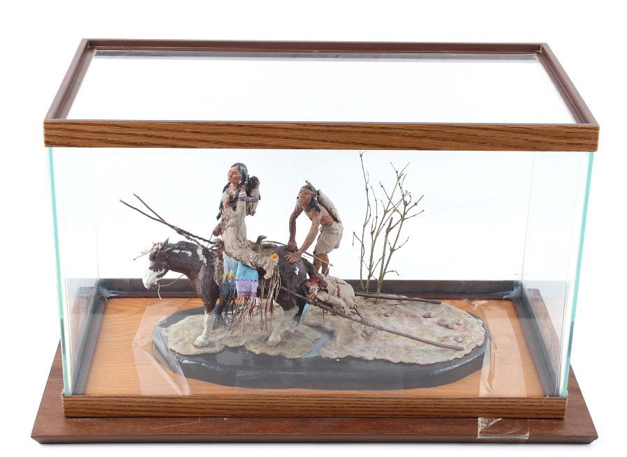 Appraisal: Vivian Lowrey Native American Travelers Sculptures Featured in this lot