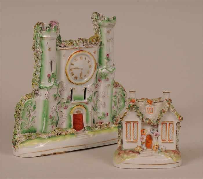 Appraisal: TWO STAFFORDSHIRE PASTILLE BURNERS One in the form of a