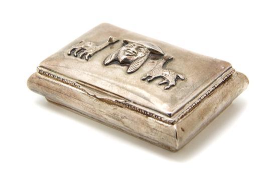 Appraisal: Sterling Silver Cigarette Box the lid centered with a mask