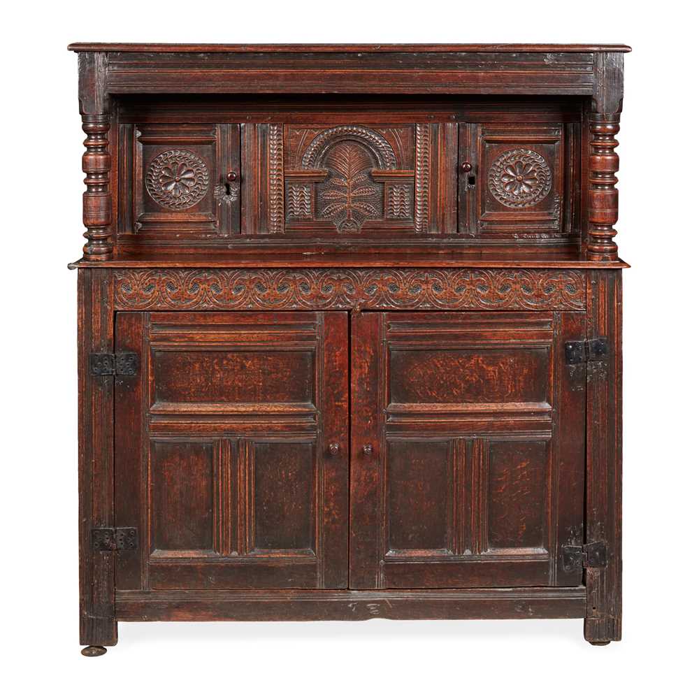 Appraisal: OAK PRESS CUPBOARD LATE TH CENTURY the superstructure with a