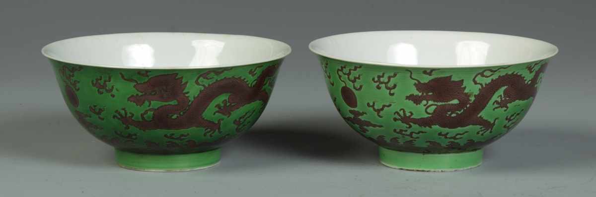 Appraisal: Pair of Chinese Porcelain Bowls clawed dragon decoration bowl has