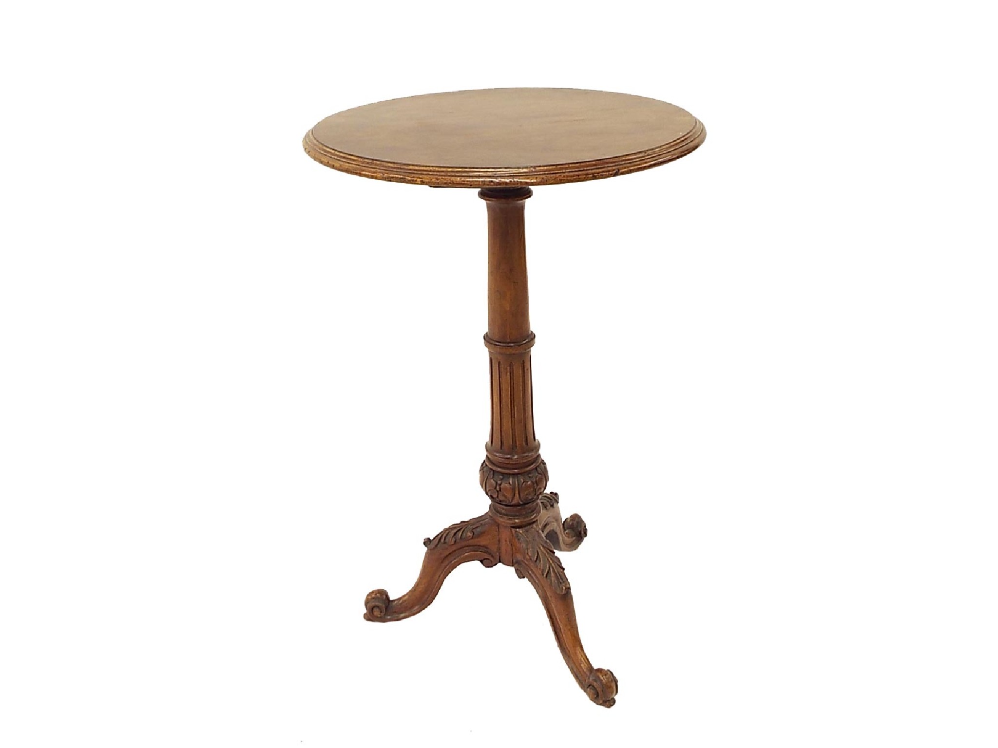 Appraisal: Victorian walnut wine table the moulded circular top upon fluted