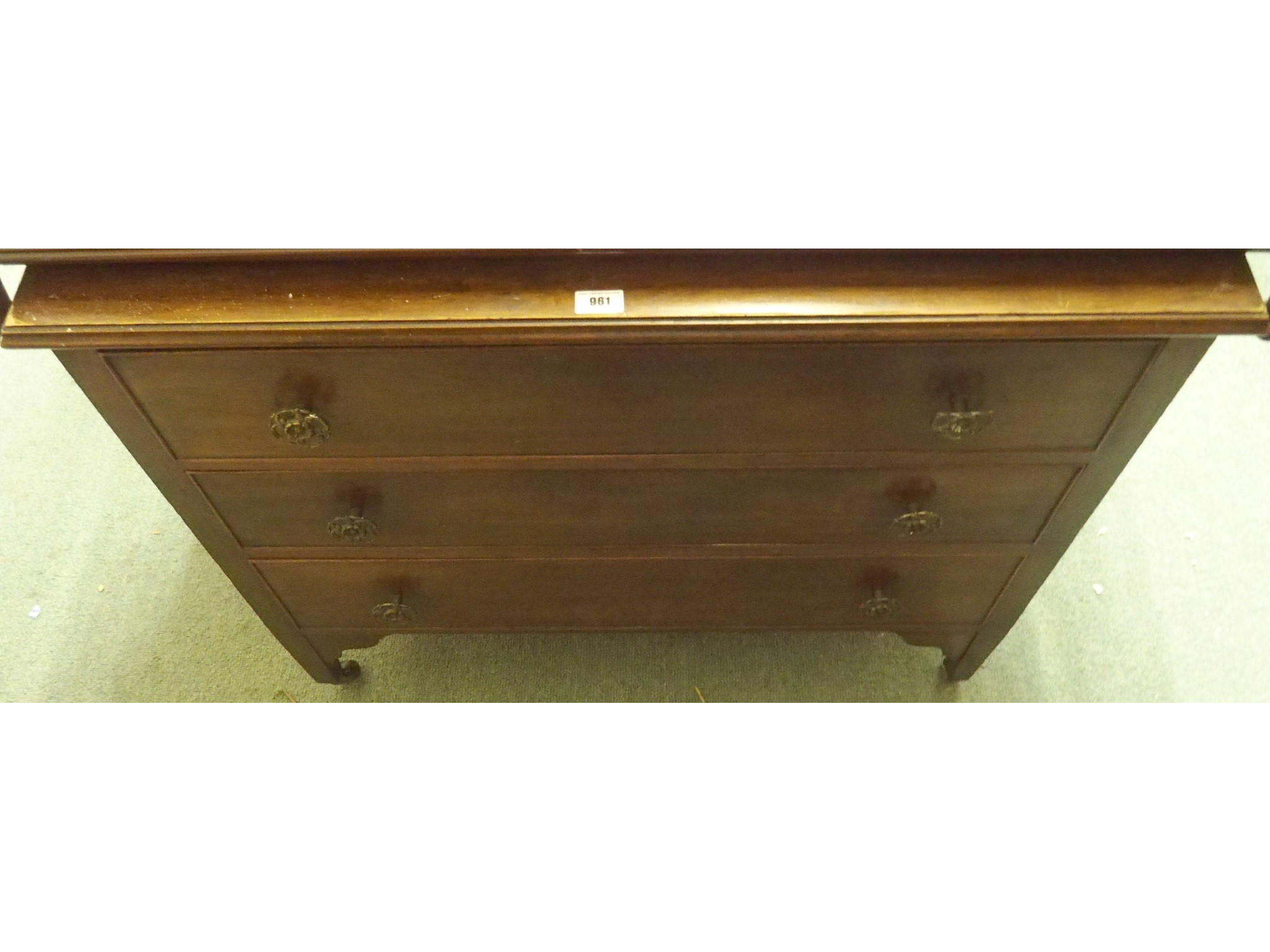 Appraisal: A three drawer chest of drawers and a glass topped