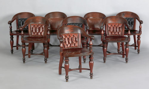 Appraisal: Set of eight English mahogany tub chairs mid th c