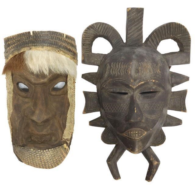 Appraisal: lot of Carved wood masks including Kpelie mask Senufo peoples