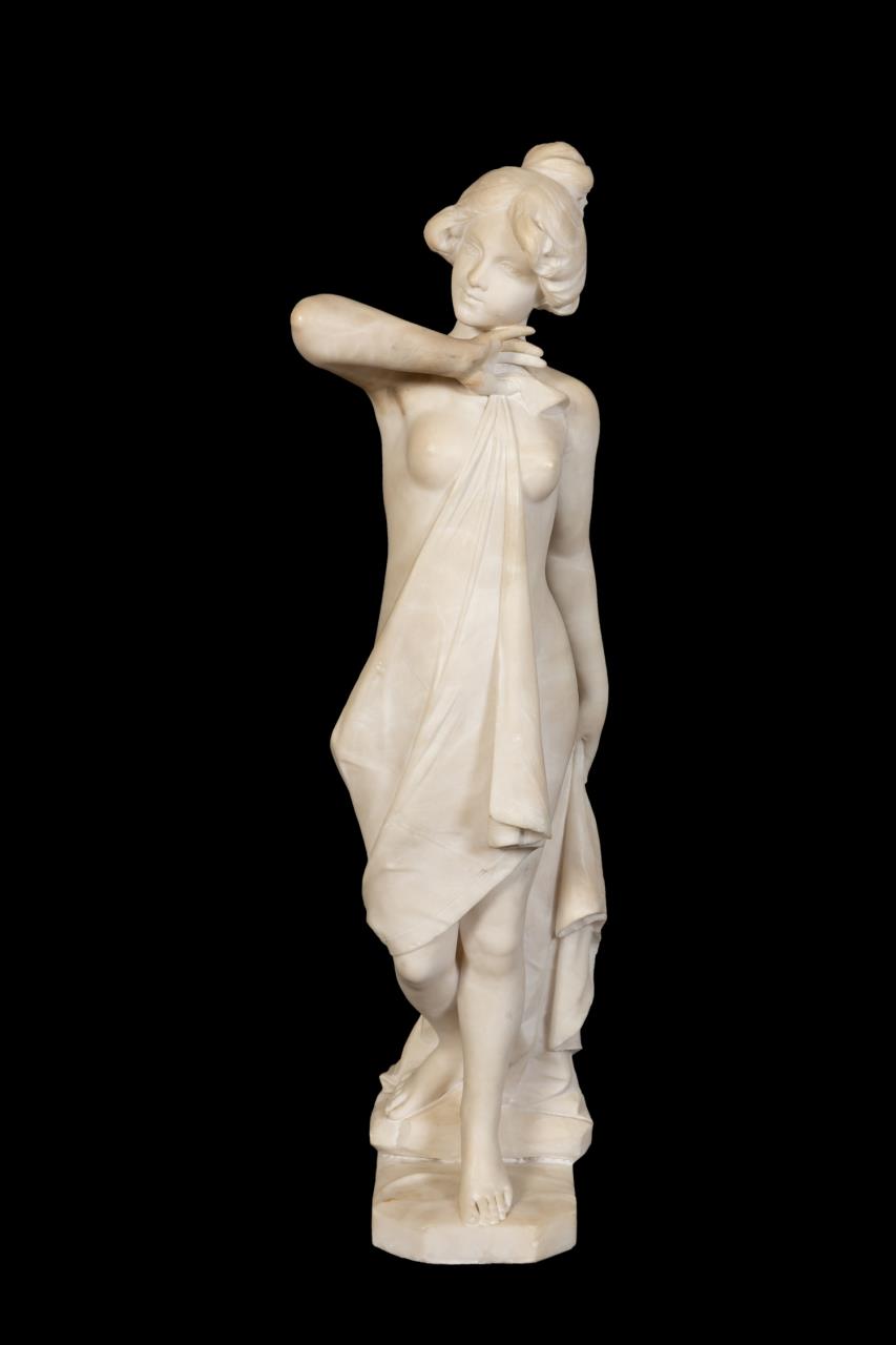 Appraisal: E BATTIGLIA NUDE MUSE FIGURAL ALABASTER E Battiglia Italian th