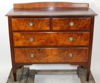 Appraisal: English over mahogany chest and burl English over mahogany chest