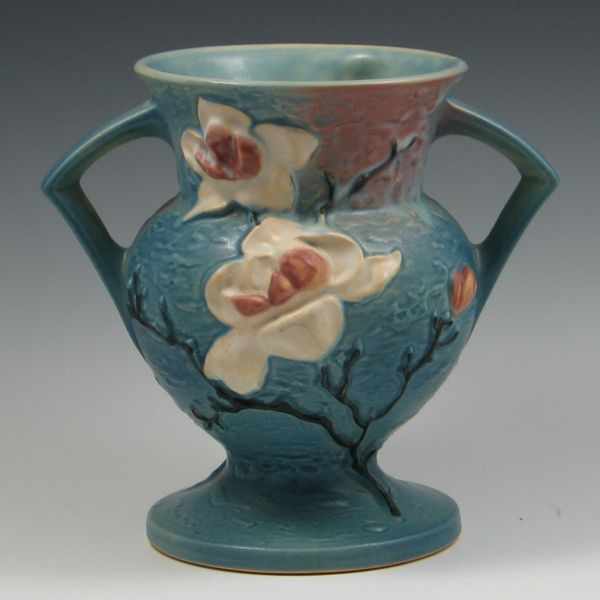 Appraisal: Roseville Magnolia Handled Vase marked raised relief Roseville USA -