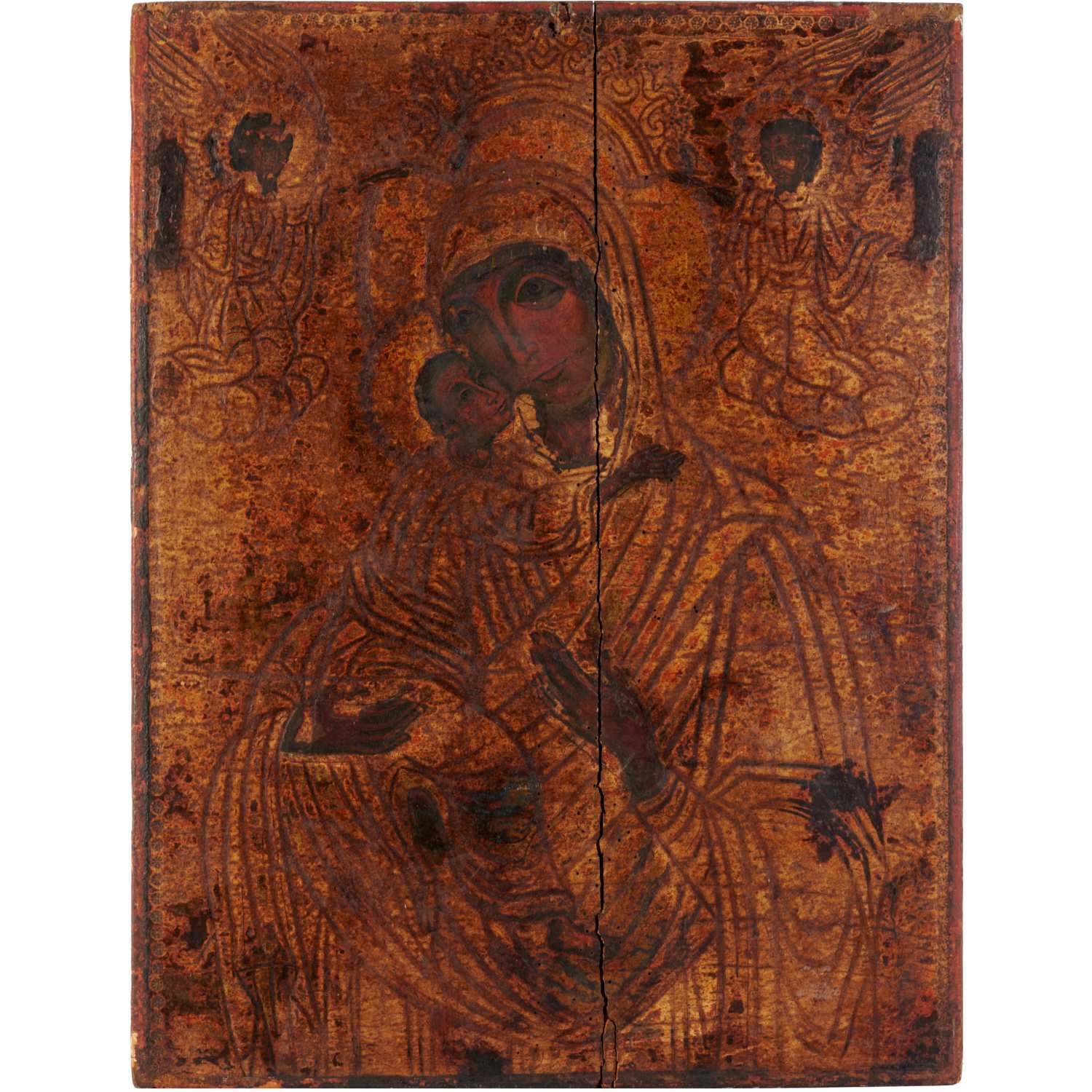 Appraisal: EARLY BYZANTINE STYLE ICON MADONNA AND CHILD Possibly th th